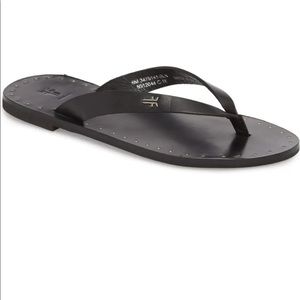 Frye Azalea Logo Flip Flop, Black Leather, 9